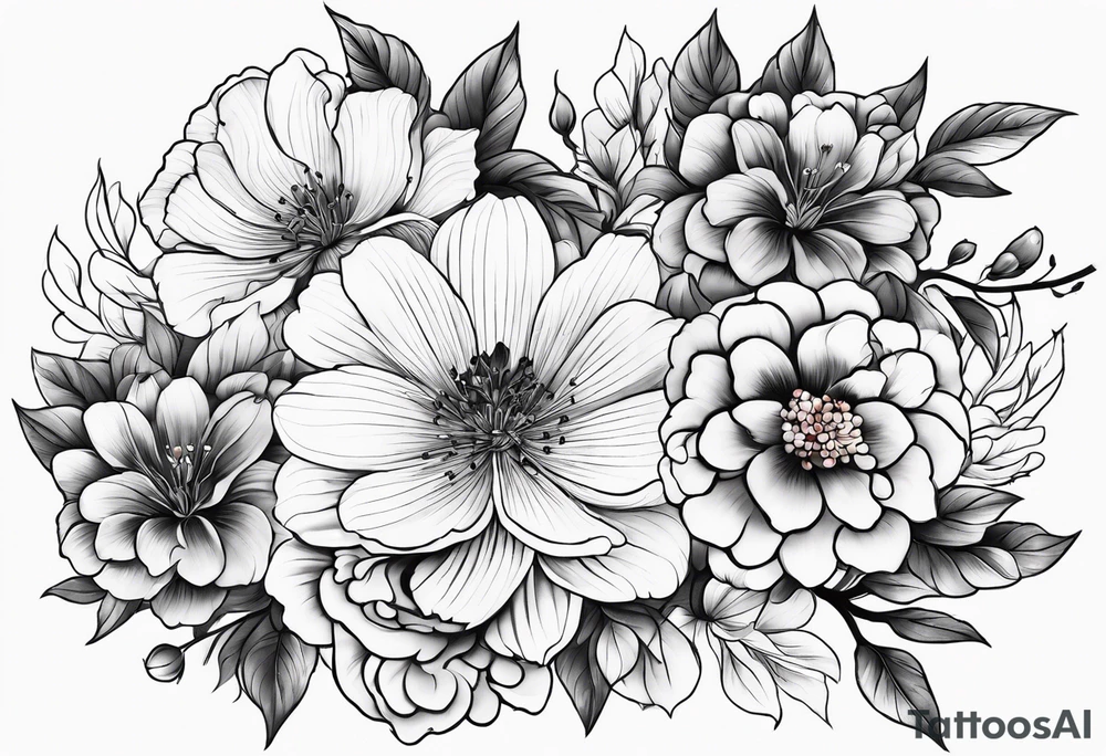 all traditional Japanese flowers tattoo idea
