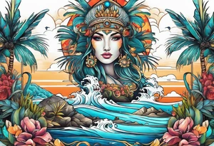 Animal , ocean, palm tattoo idea