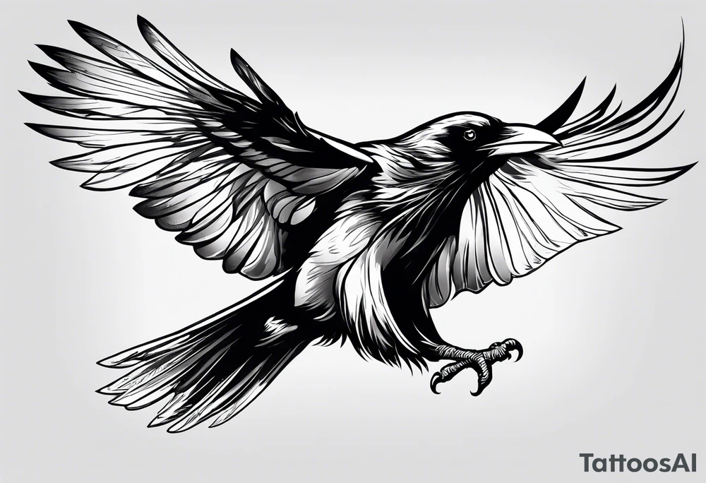 raven in flight tattoo idea