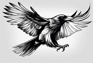 raven in flight tattoo idea