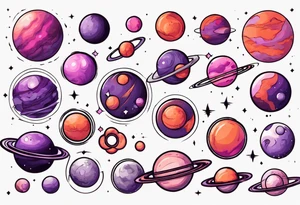 Planets aligned
Red
Orange
Pink 
Purple tattoo idea