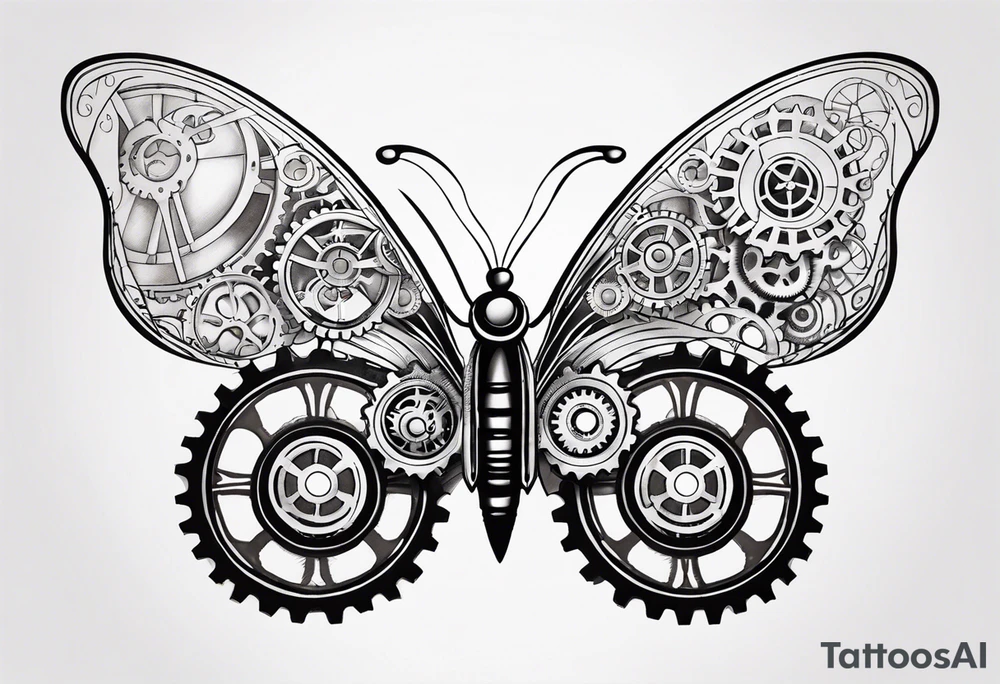 Steampunk-inspired butterfly with gears tattoo idea