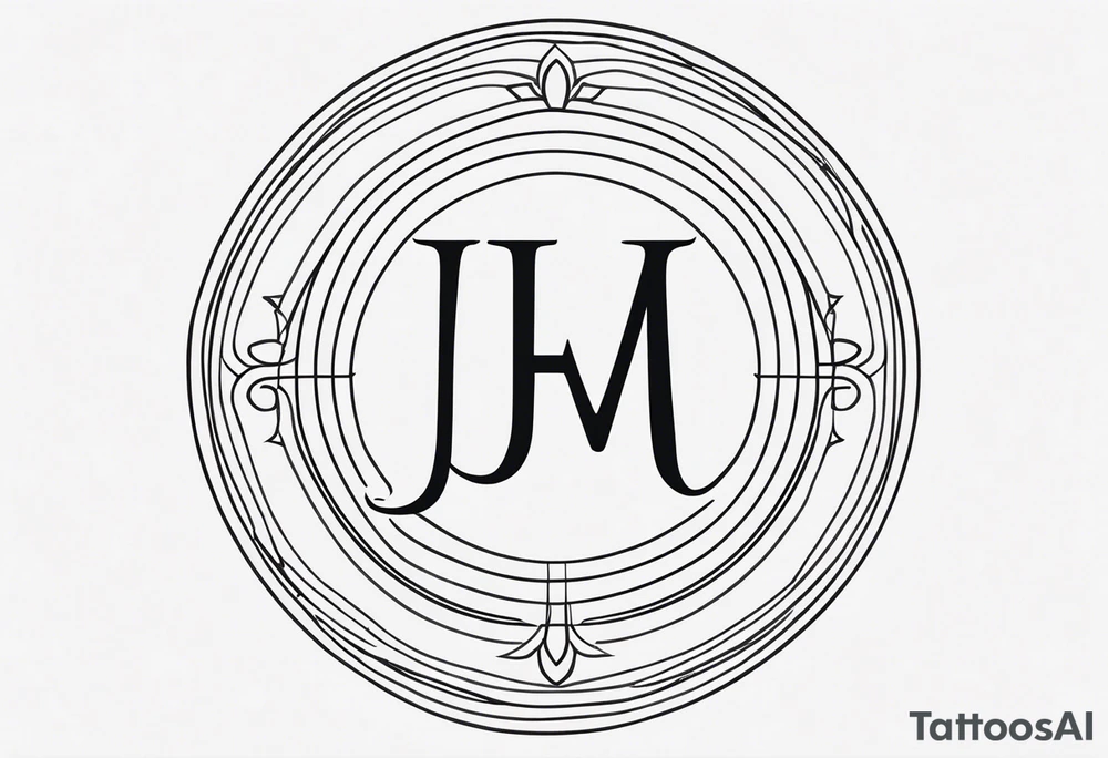 Monogram design that is simple and text only with the letter “JEM” tattoo idea