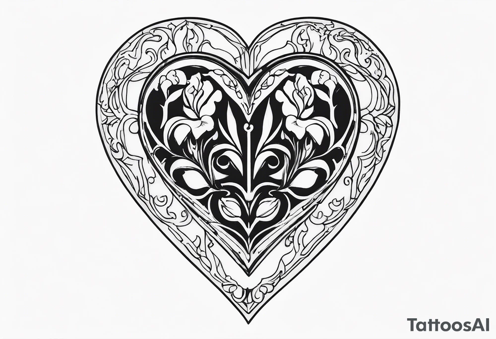 necklace heart locket with two human shadows tattoo idea