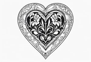 necklace heart locket with two human shadows tattoo idea