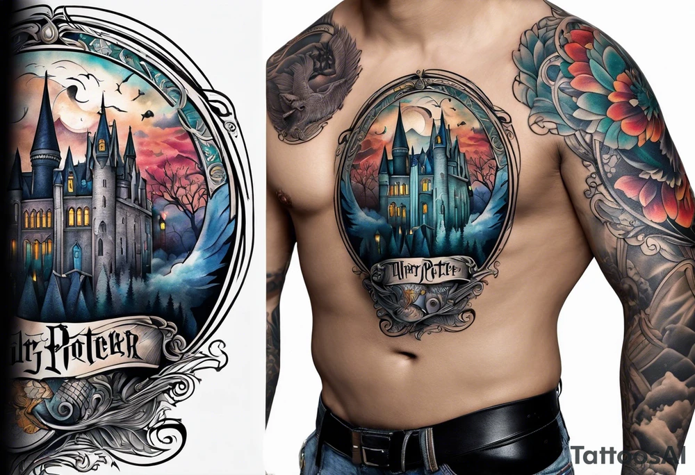HARRY POTTER WORLD BASED SLEEVE tattoo idea
