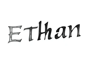 The name Ethan in different writing styles tattoo idea