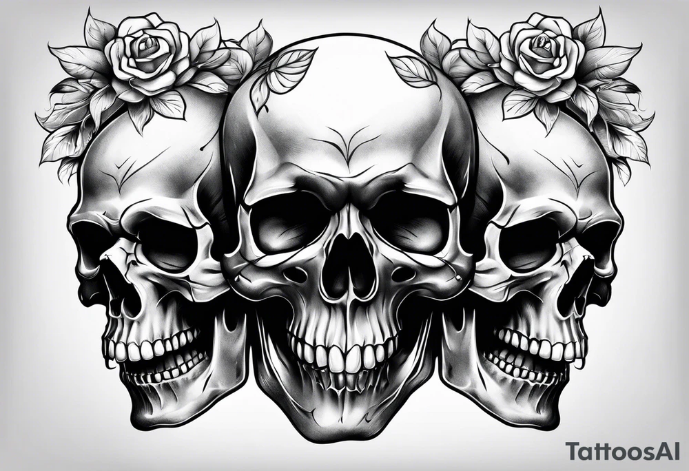 three skulls placed vertically tattoo idea