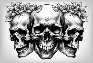 three skulls placed vertically tattoo idea
