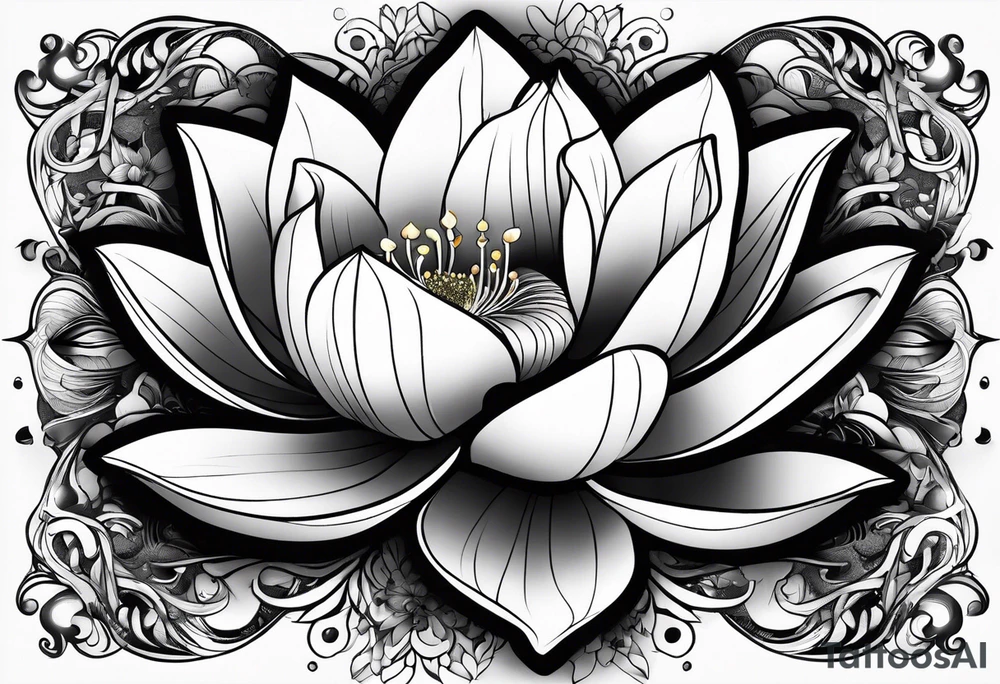 Lotus flower with fire and mystical aura tattoo idea