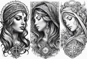 religious sleeve christian tattoo idea