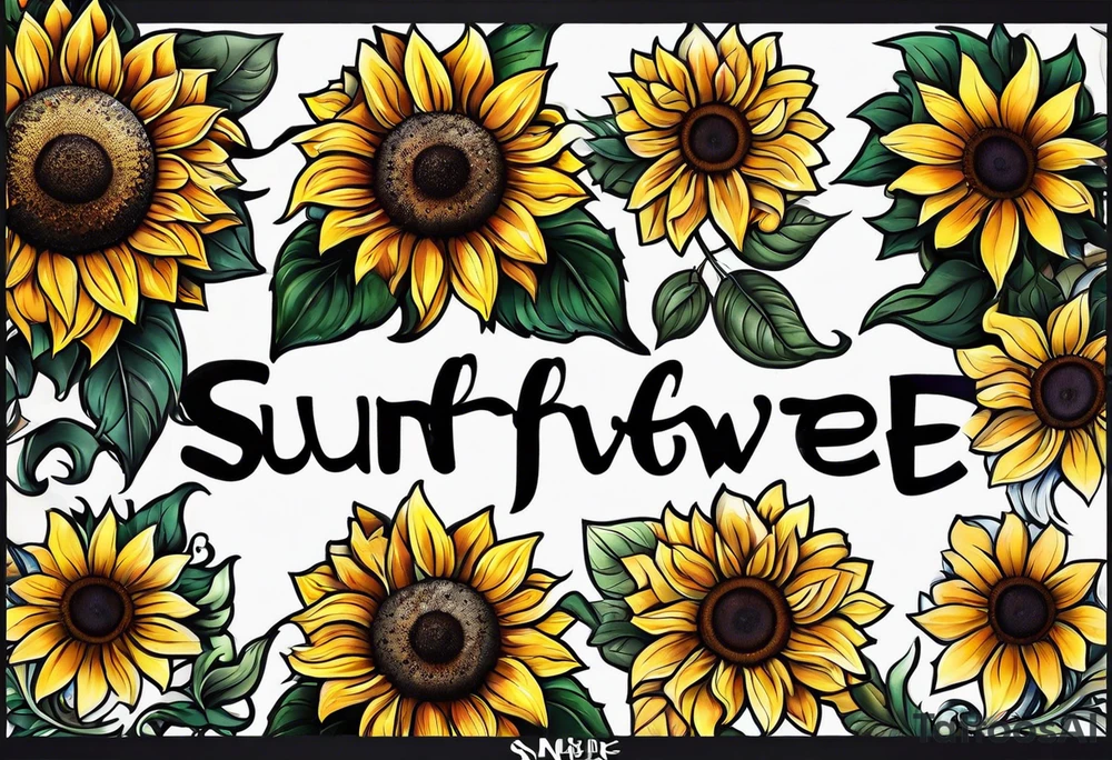 Sunflower arm sleeve tattoo idea