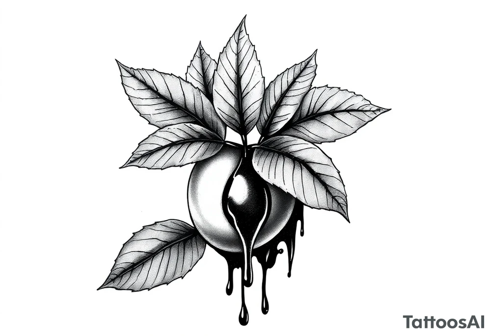 leaves dripping with ink around penis tattoo idea