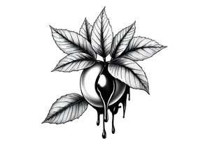 leaves dripping with ink around penis tattoo idea