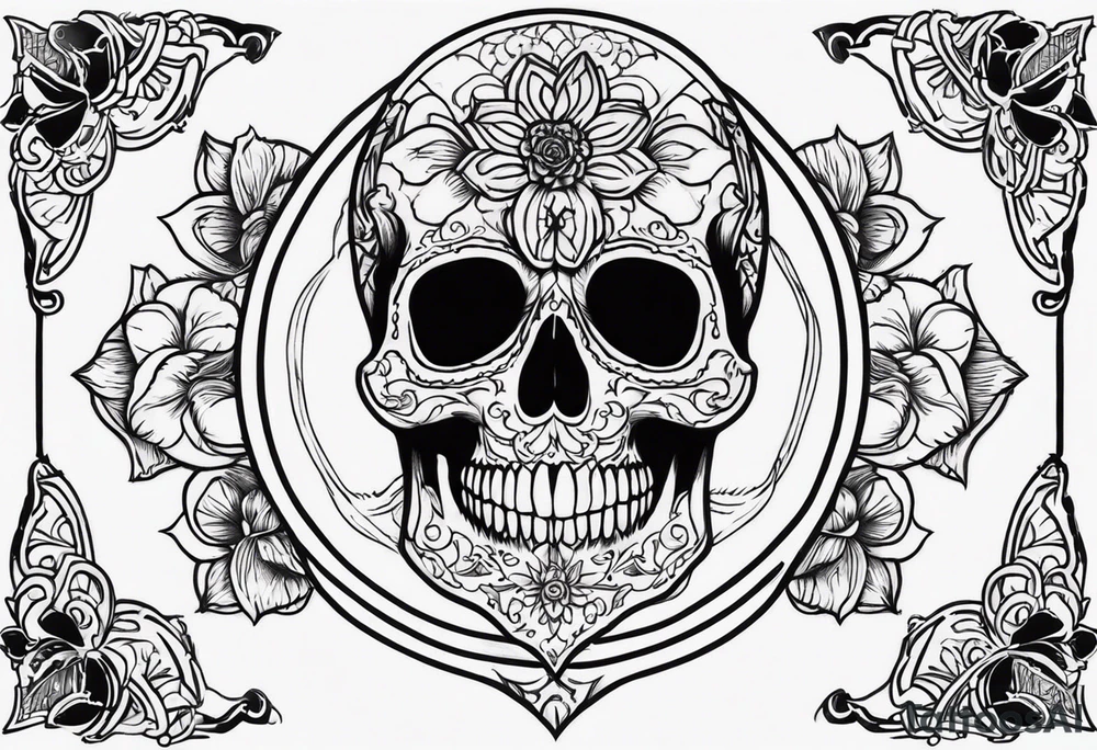 Skull tattoo with Memento Mori written on it tattoo idea