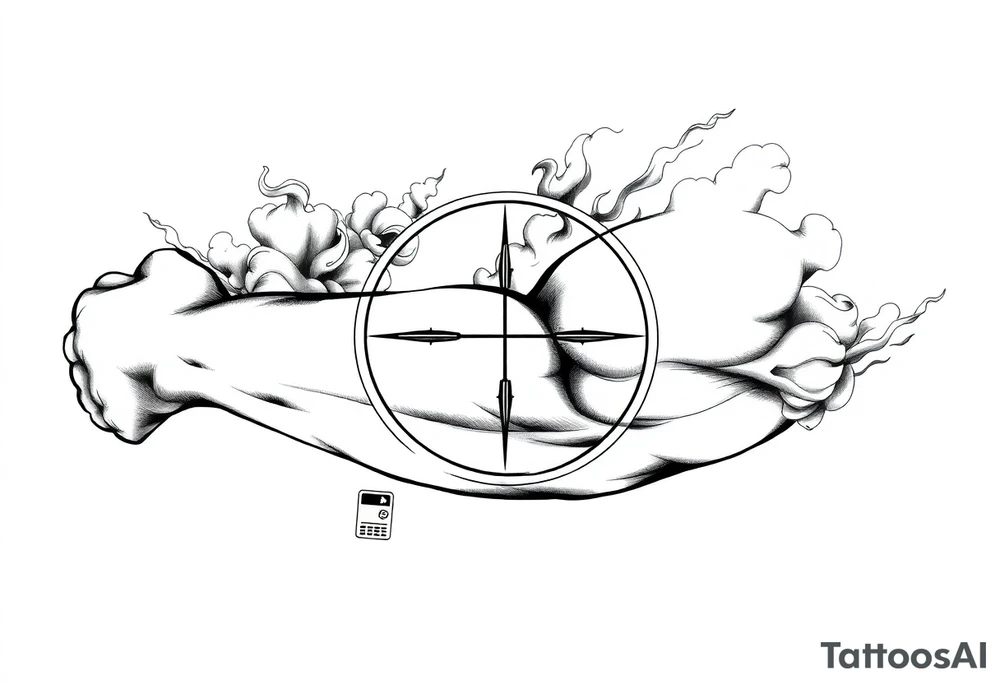 2d scope crosshairs with smoke in background tattoo idea