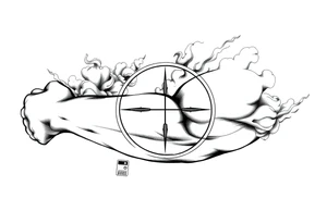 2d scope crosshairs with smoke in background tattoo idea