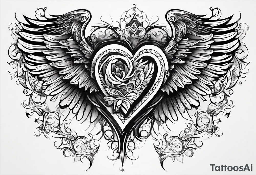 A heart in the form of the number 22 with wings tattoo idea