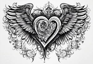 A heart in the form of the number 22 with wings tattoo idea