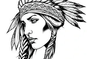 Female Native American with headband tattoo idea