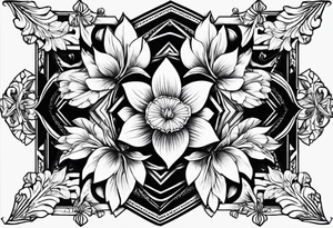 Épaule fleurs  losange tattoo idea