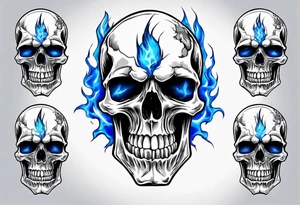Skull welding with blue fire behind tattoo idea