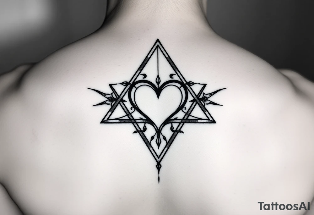 A triangle with a heart over the middle of the center with a tna tattoo idea