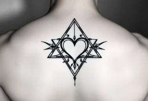 A triangle with a heart over the middle of the center with a tna tattoo idea