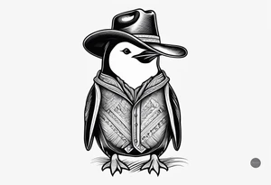 Small penguin wearing a 
Cowboy hat tattoo idea