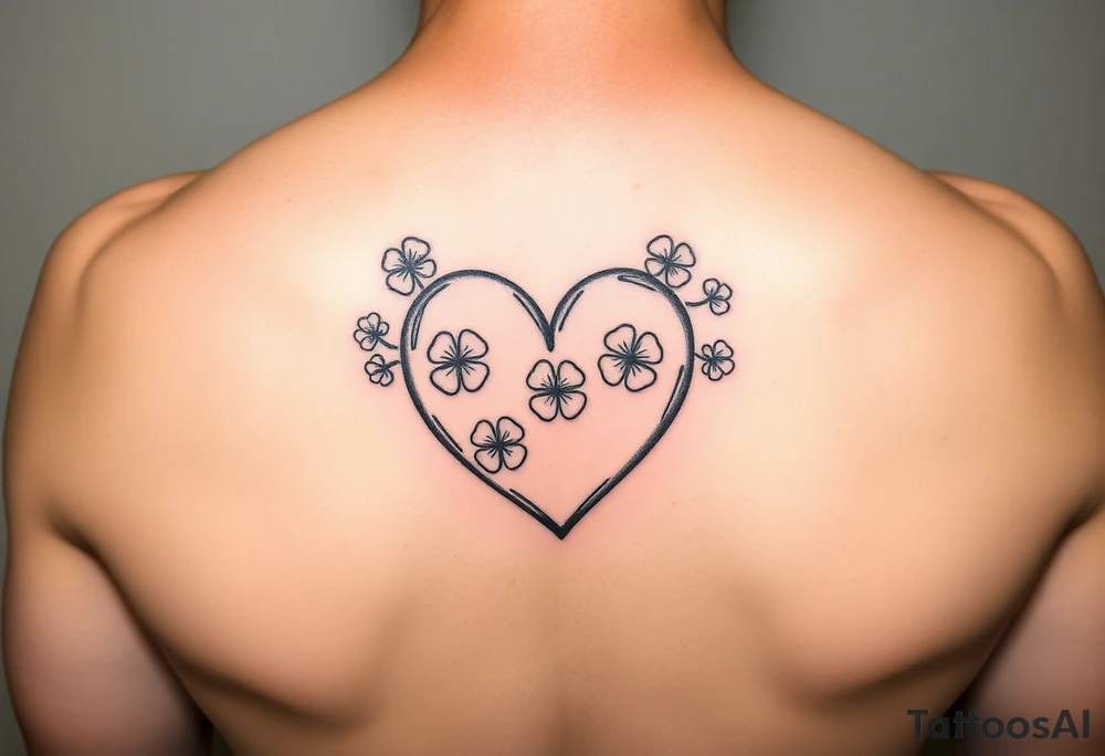 whimsical Heart with Shamrocks tattoo idea