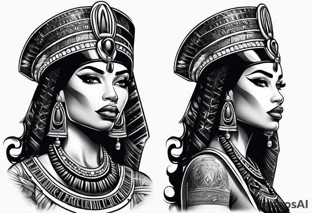 Black Egyptian queens gangster tattoo idea