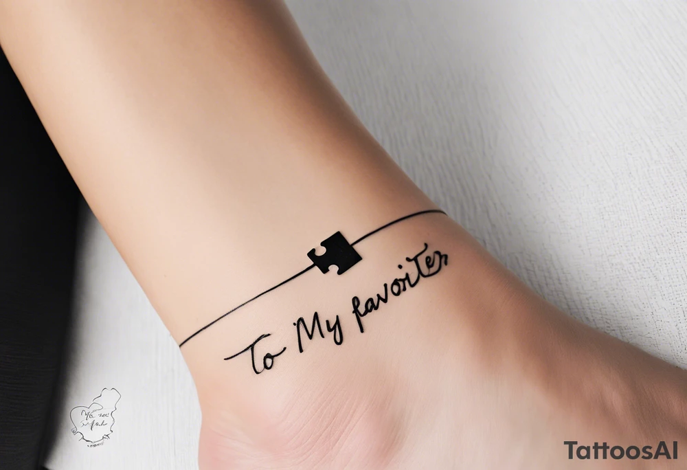 small, delicate tattoo in memory of my sister. Include the handwritten message:  "to my favorite sister" with a interlocking  puzzle pieces on my ankle. The words should be inside the puzzle piece tattoo idea