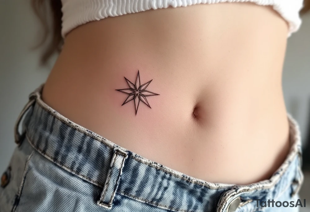 A rose gold eight-pointed star tattoo adds elegance, love, and self-worth. tattoo idea