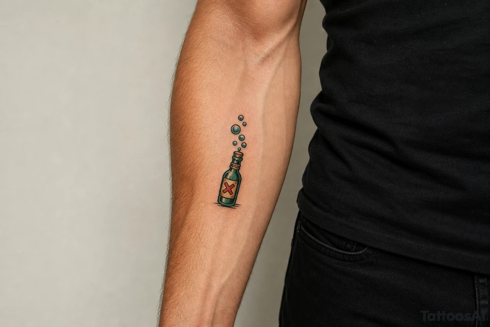 bubbles up from a bottle tattoo idea