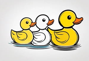 3 rubber ducks in a row side profile 

they are all facing the same way tattoo idea