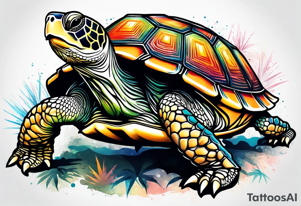 turtle with spikey shell tattoo idea