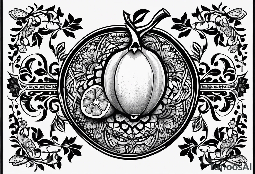 strength, small, nuanced, pomegranate elegant, armenian tattoo idea