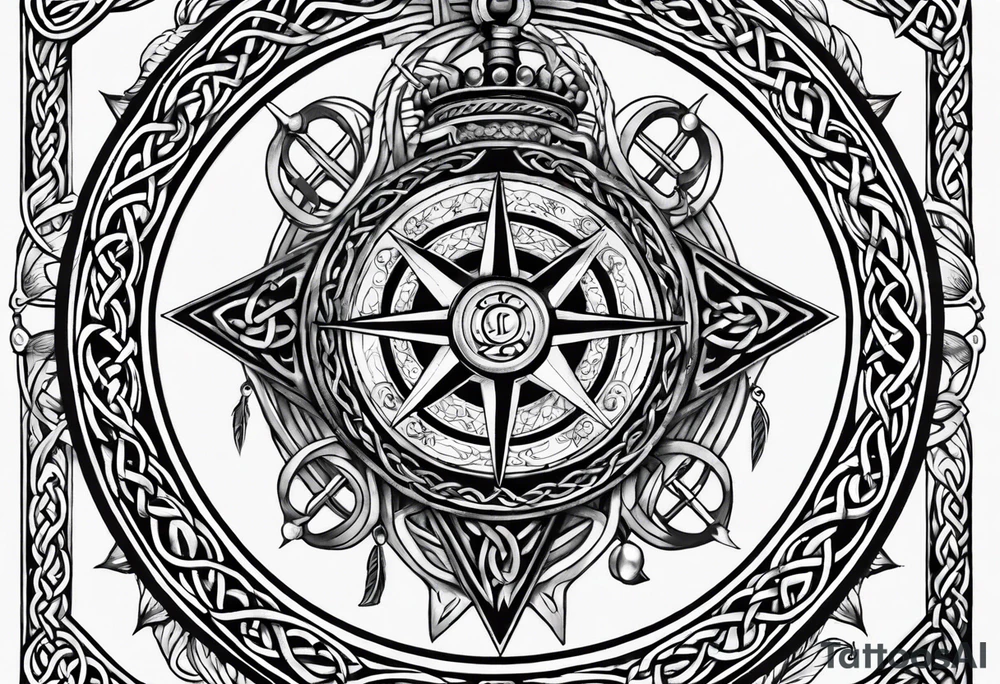 Celtic nautical scene, forearm, half sleeve, anchor, compass tattoo idea