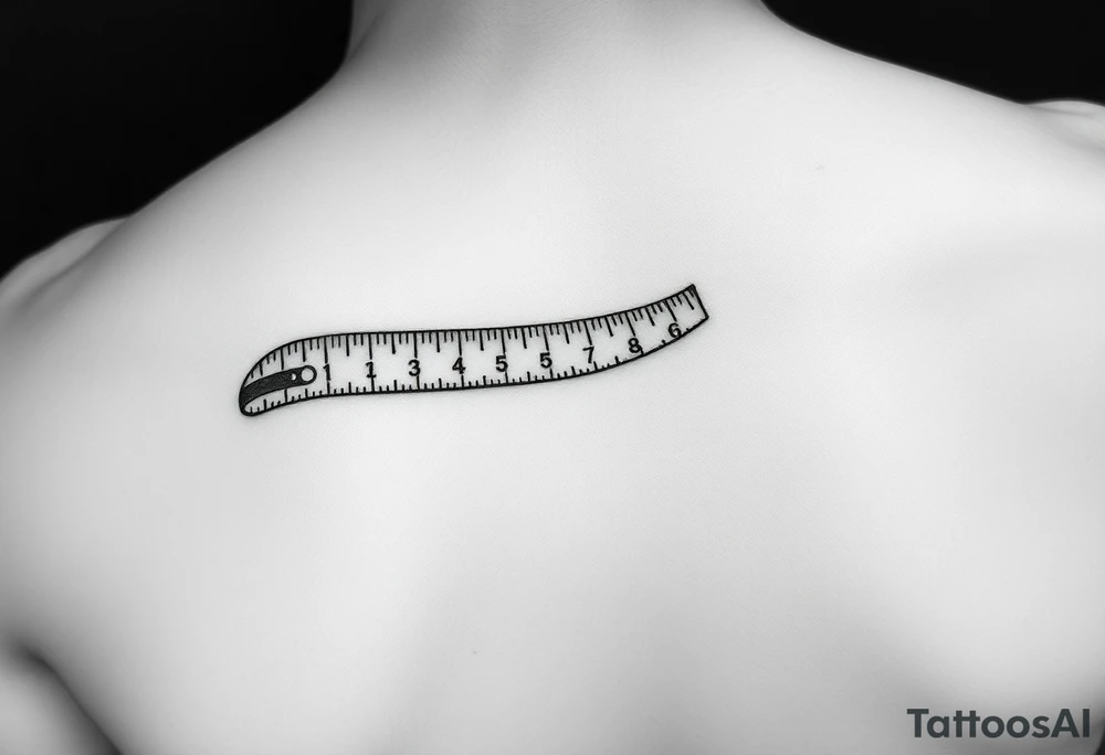 Whimsical tape measure for a woman from the tip of middle finger to the elbow tattoo idea
