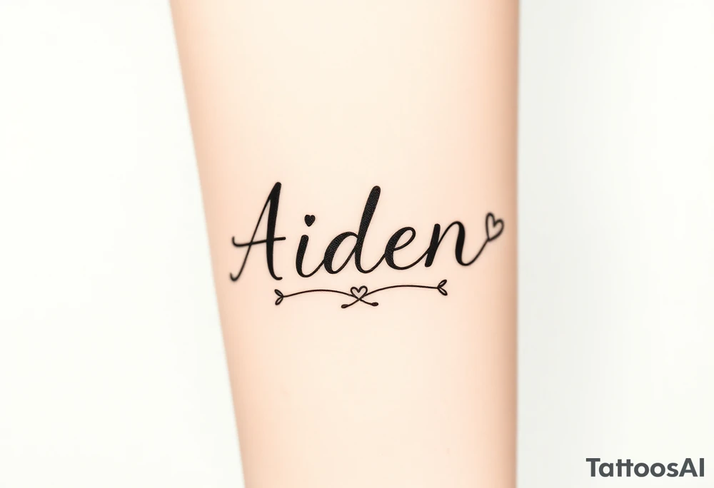 The name Aiden with love theme around it tattoo idea