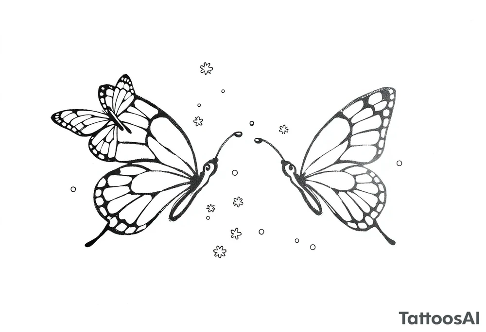 Basic outlines butterflies with lots of sparkles and some bubbles tattoo idea