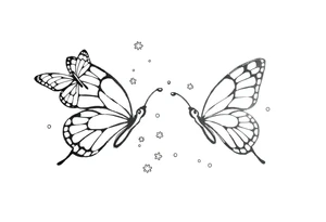 Basic outlines butterflies with lots of sparkles and some bubbles tattoo idea