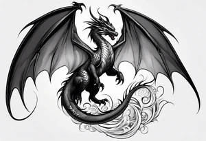 Beautiful female dragon with wings spread tattoo idea