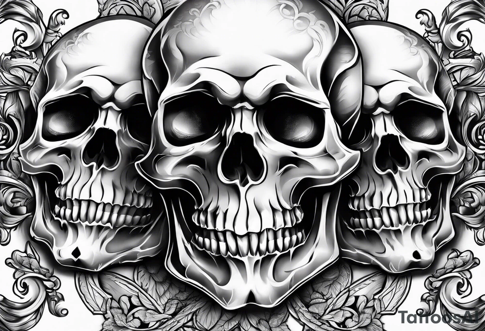 three skulls placed vertically tattoo idea