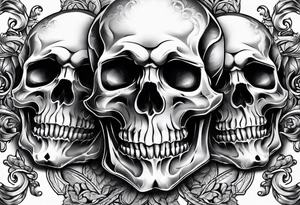 three skulls placed vertically tattoo idea