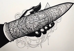 a knight's gauntlet holding a torch tattoo idea