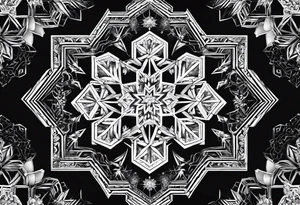 Hexagon linked snow crystal cloud tattoo idea