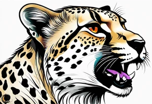 Cheetah with mouth open tattoo idea