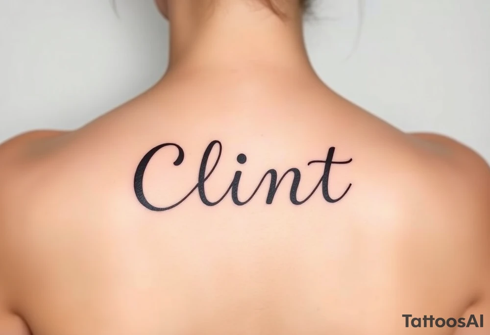 Clint spelled out in cartoon lettering tattoo idea