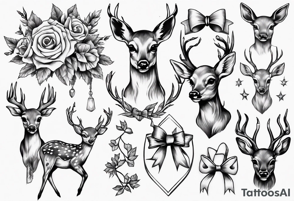 Fawn surrounded by bow tattoo idea